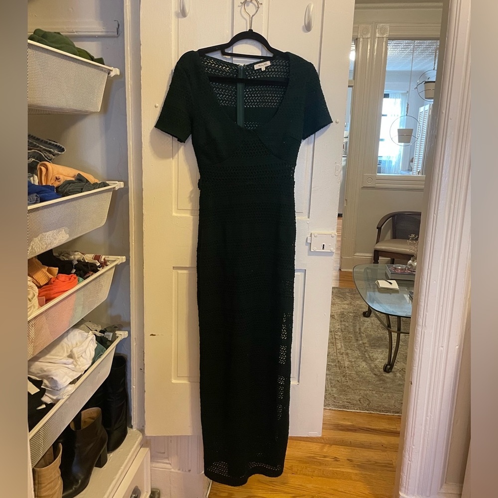 Dark green crochet maxi dress